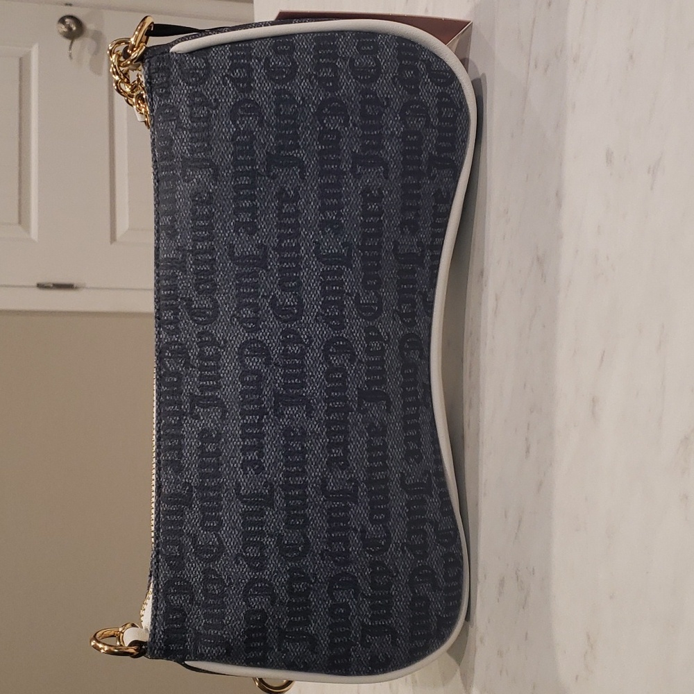 Juicy Couture NWT Blue/ White Status Denim Shoulder Bag 10.5" W × 5.5" H - Picture 2 of 6